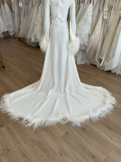 Ivan Young - Ostrich Feather Trim Hi-Low Gown (XS)