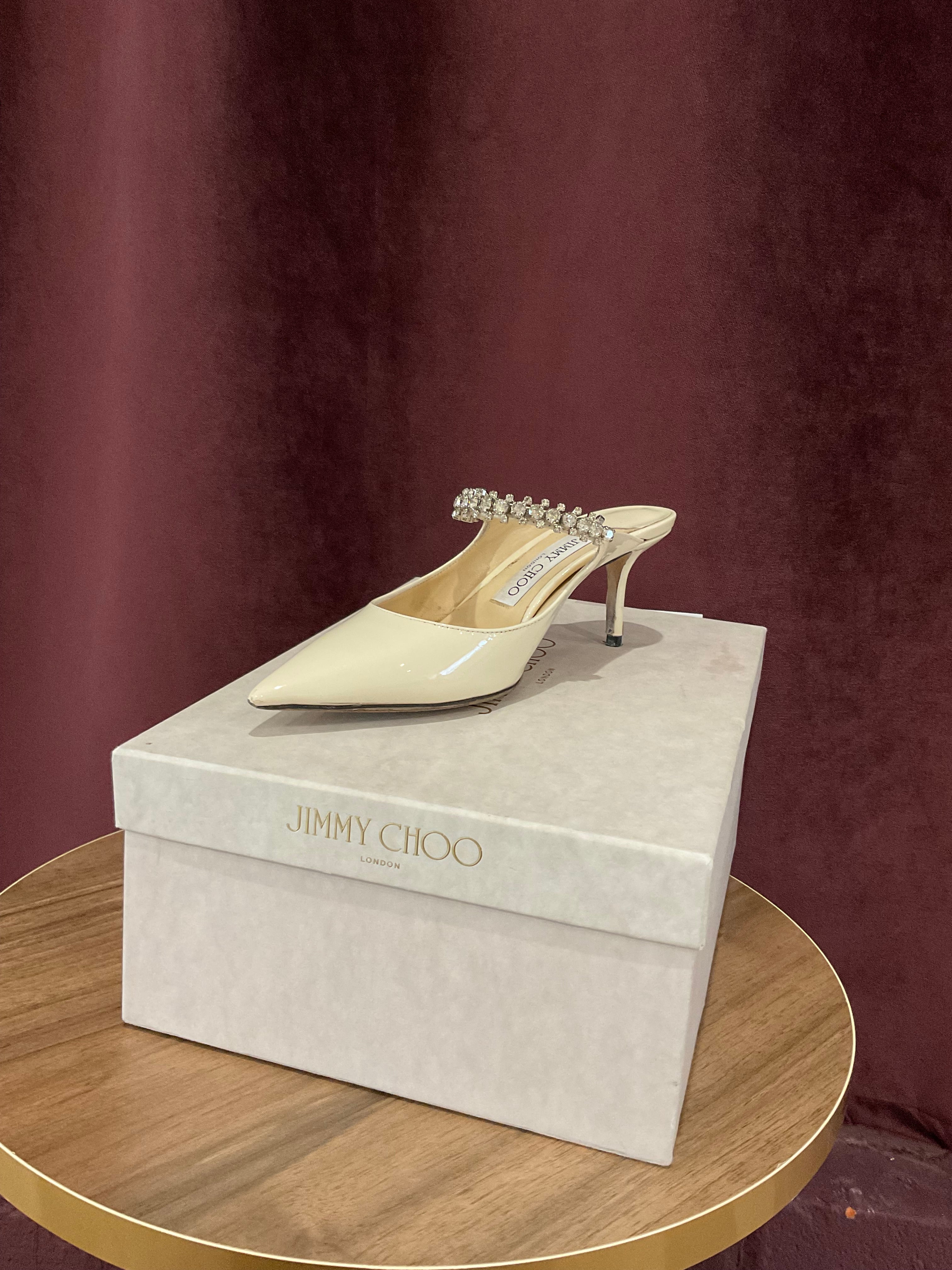 Jimmy choo hot sale white mules