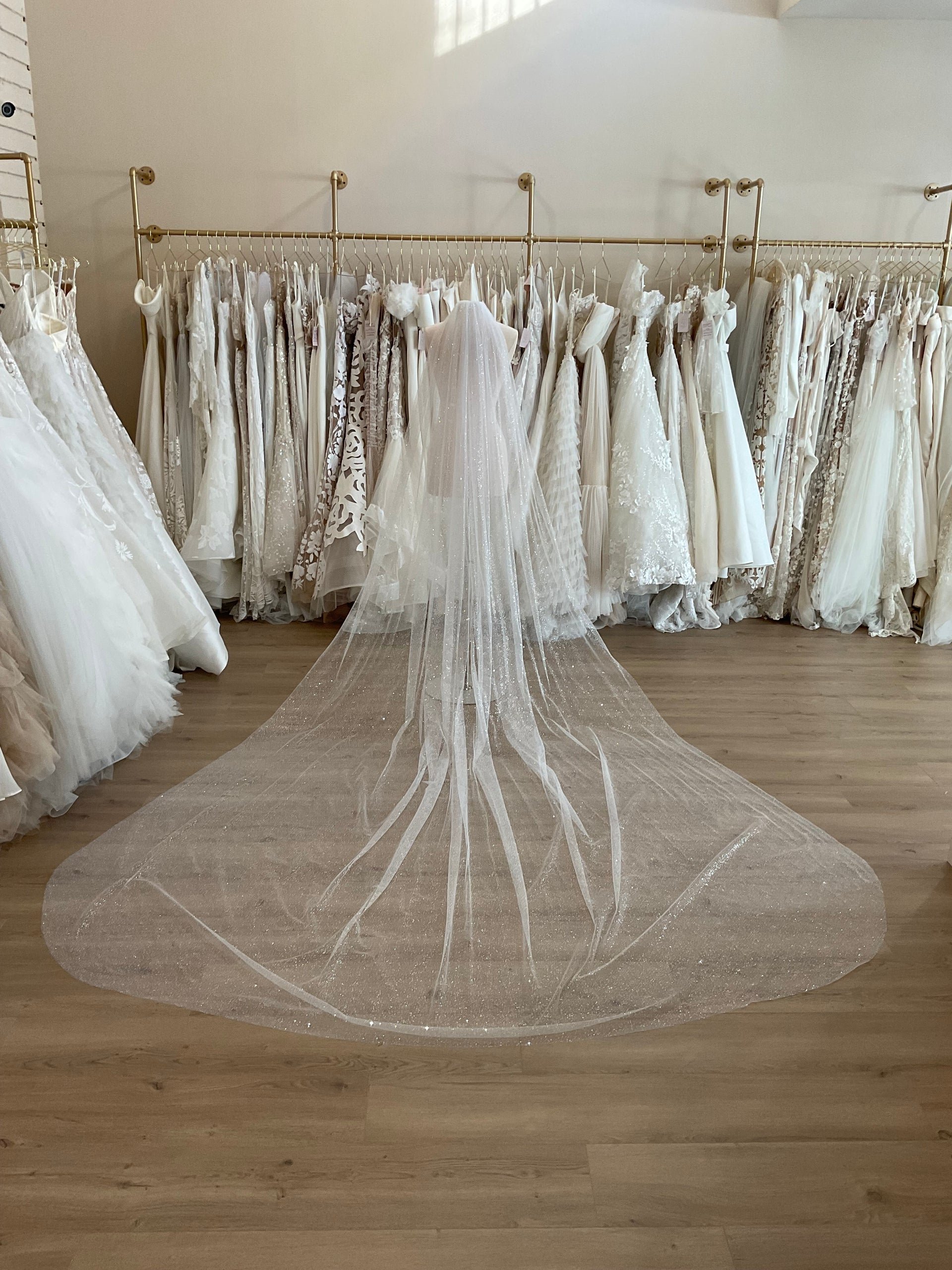 Sparking glitter cathedral length veil – Anna's Couture Dresses